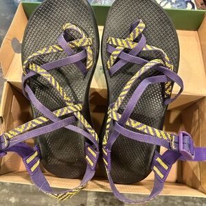 Chaco Purple and Yellow Outdoor Sandals with Adjustable Straps